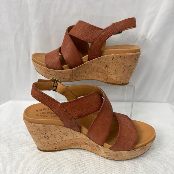 Kork Ease Sandals Womens Size 9 M Ashcroft Leather Wedge Brown Slingback - Picture 9 of 10
